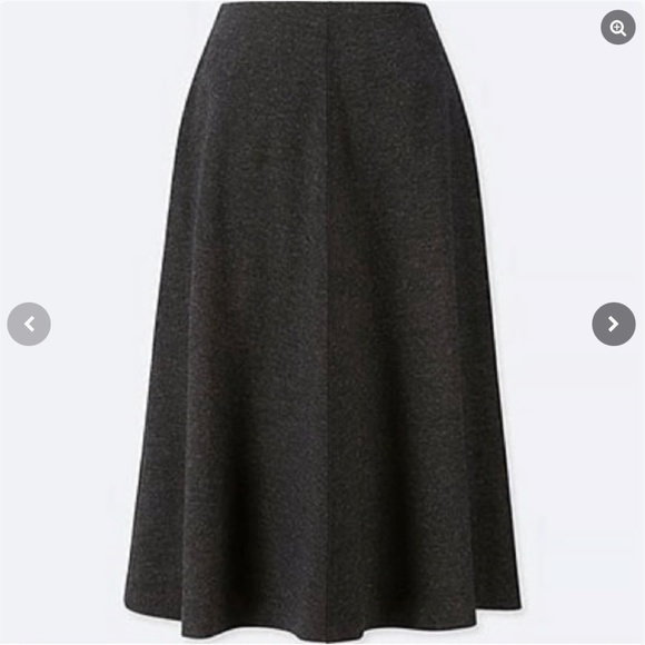 Uniqlo dark gray women wool blend flare skirt NWT - Picture 1 of 10